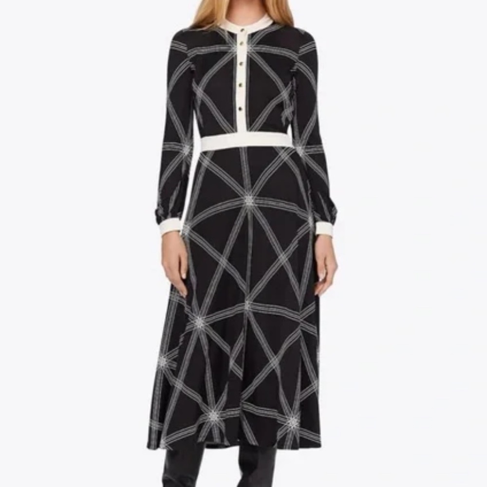 Tory Burch Anja Diamond-Stitch Midi Dress